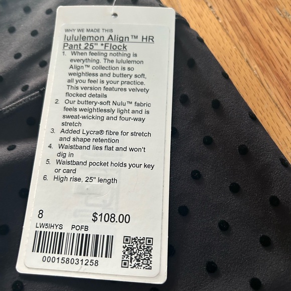 Lululemon NWT align flocked leggings size 8 - Picture 2 of 3